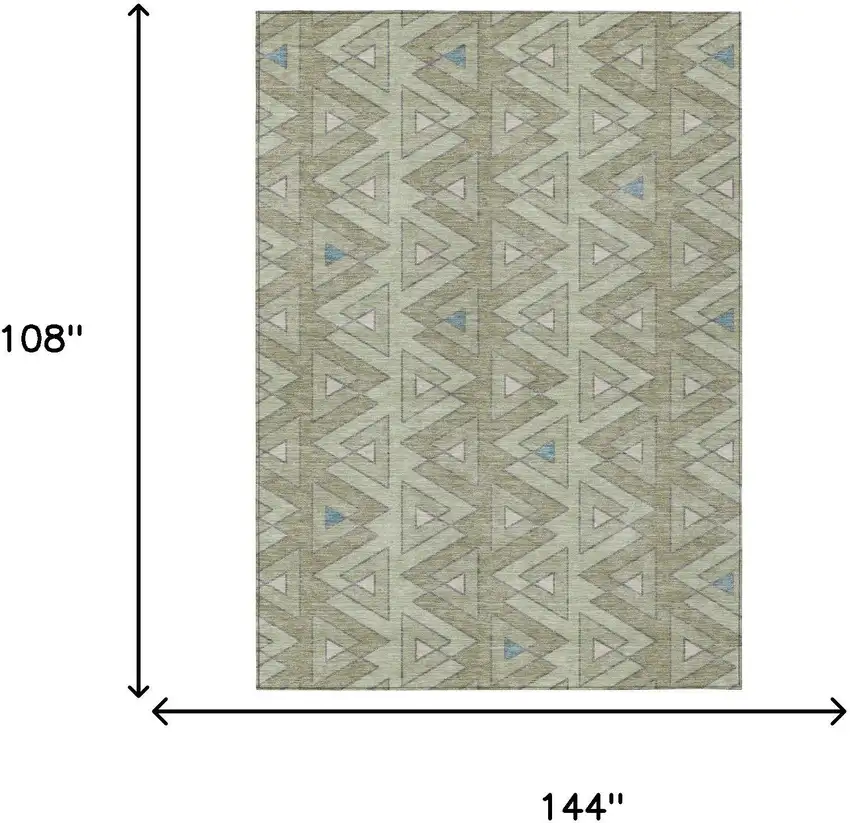 Green And Sage Geometric Washable Indoor Outdoor Area Rug Photo 7