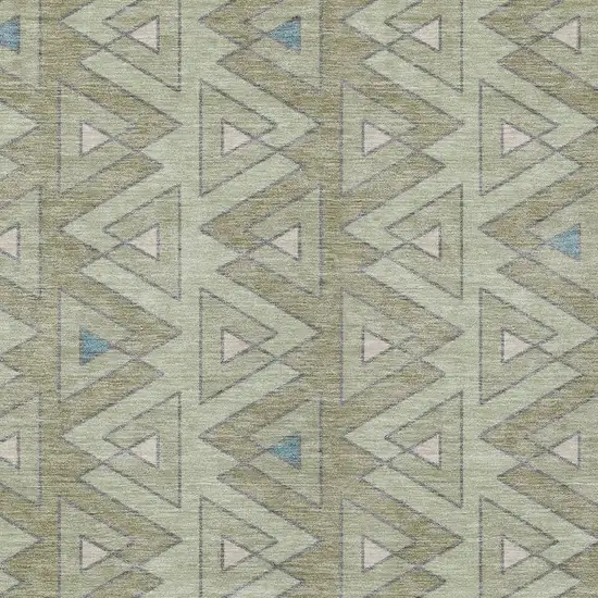 Green And Sage Geometric Washable Indoor Outdoor Area Rug Photo 3