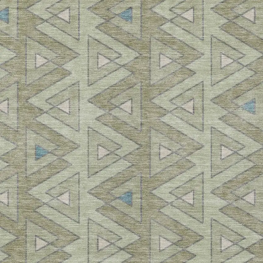 Green And Sage Geometric Washable Indoor Outdoor Area Rug Photo 3