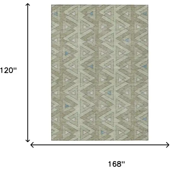 Green And Sage Geometric Washable Indoor Outdoor Area Rug Photo 7