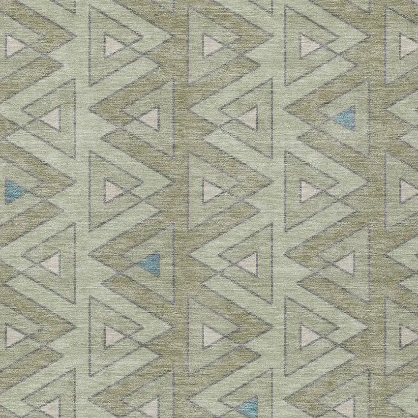 Green And Sage Geometric Washable Indoor Outdoor Area Rug Photo 3