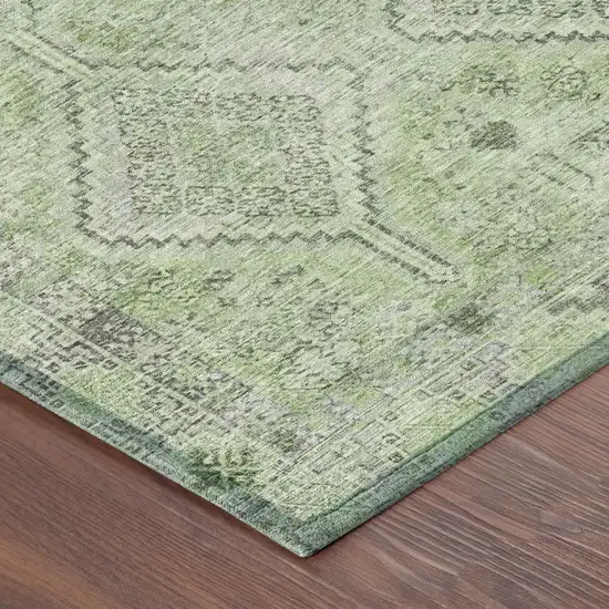 Green And Sage Geometric Washable Indoor Outdoor Area Rug Photo 5