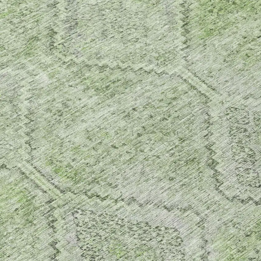 Green And Sage Geometric Washable Indoor Outdoor Area Rug Photo 6