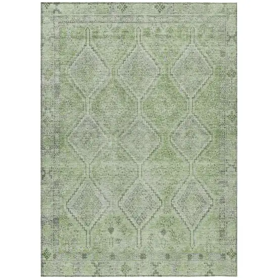 Green And Sage Geometric Washable Indoor Outdoor Area Rug Photo 2