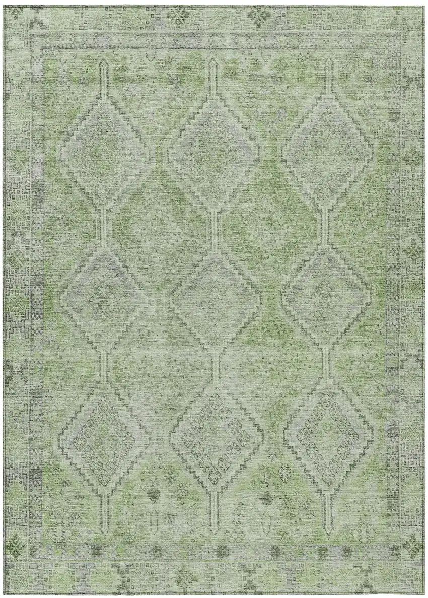 Green And Sage Geometric Washable Indoor Outdoor Area Rug Photo 2