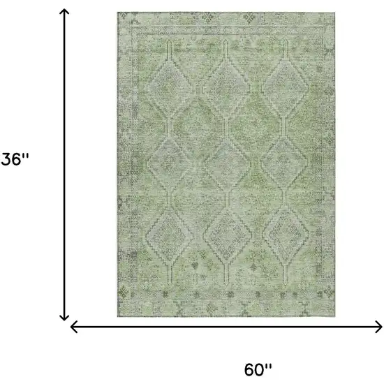 Green And Sage Geometric Washable Indoor Outdoor Area Rug Photo 7
