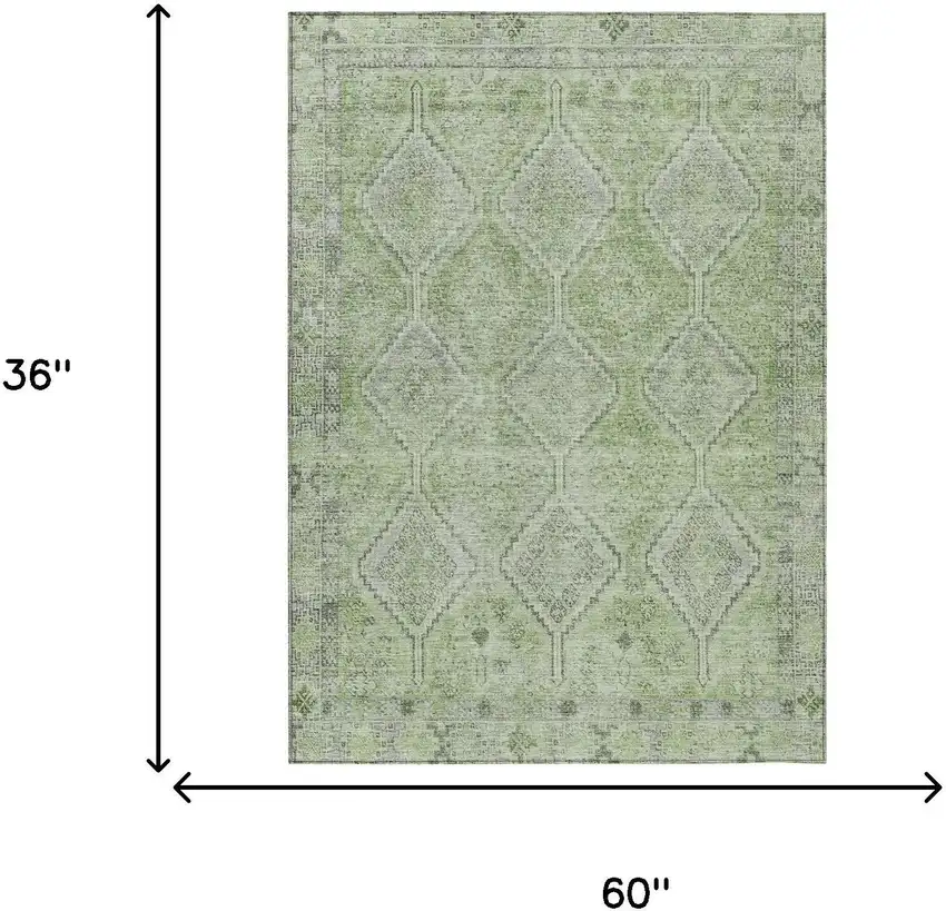 Green And Sage Geometric Washable Indoor Outdoor Area Rug Photo 7