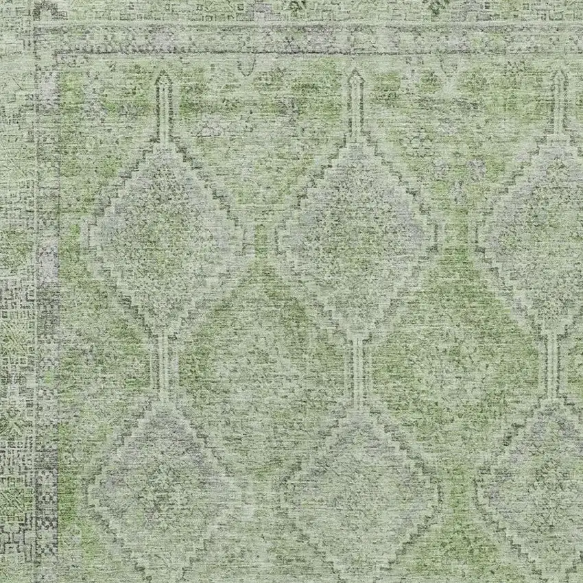 Green And Sage Geometric Washable Indoor Outdoor Area Rug Photo 3