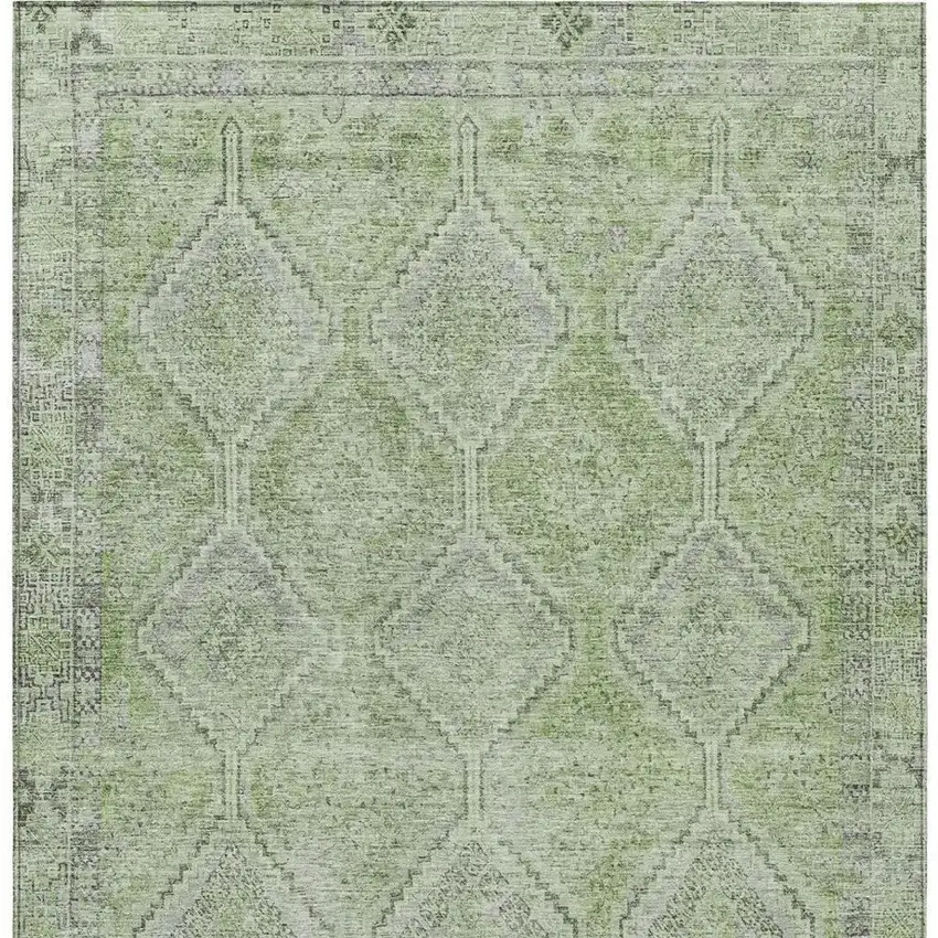Green And Sage Geometric Washable Indoor Outdoor Area Rug Photo 4