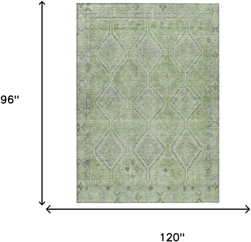 Green And Sage Geometric Washable Indoor Outdoor Area Rug Photo 7