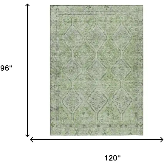 Green And Sage Geometric Washable Indoor Outdoor Area Rug Photo 7