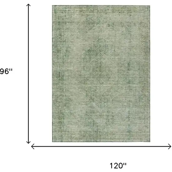 Green And Sage Oriental Washable Indoor Outdoor Area Rug Photo 6