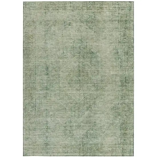 Green And Sage Oriental Washable Indoor Outdoor Area Rug Photo 3