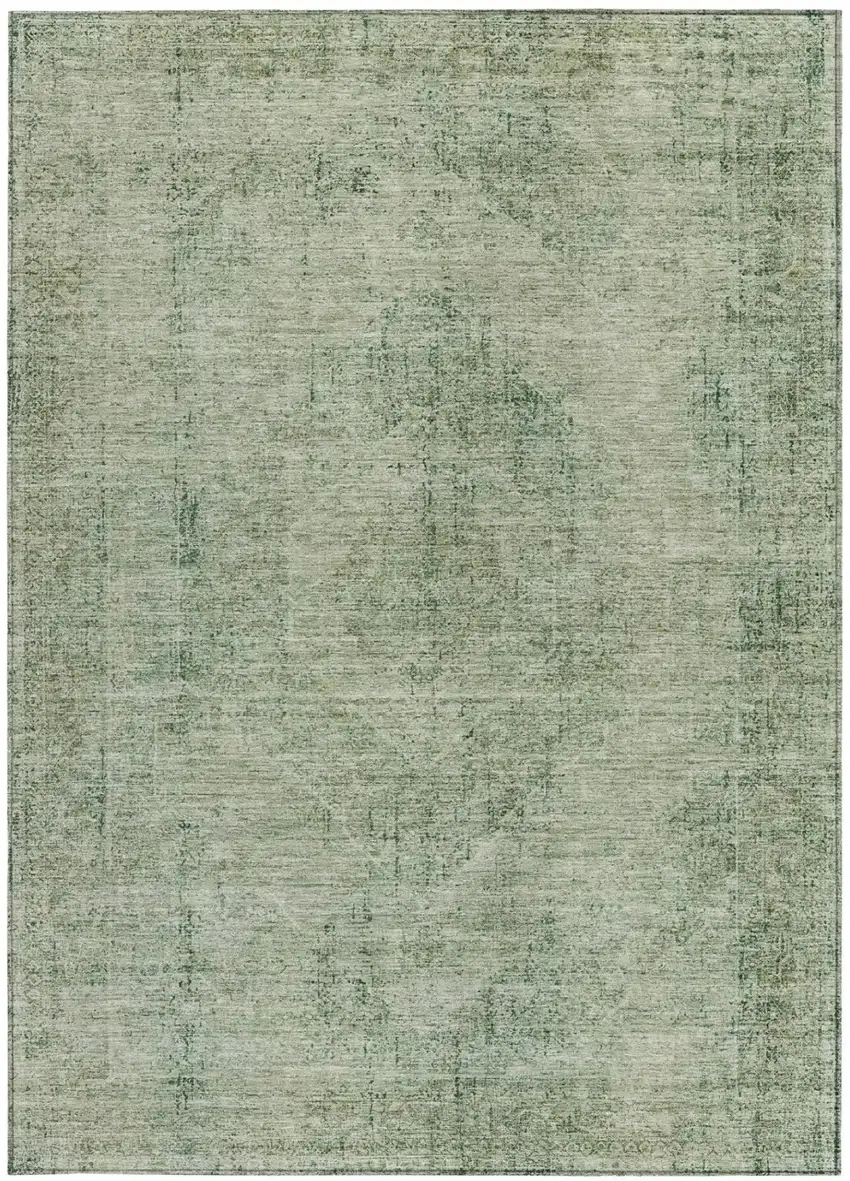 Green And Sage Oriental Washable Indoor Outdoor Area Rug Photo 3