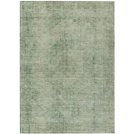 Green And Sage Oriental Washable Indoor Outdoor Area Rug Photo 2
