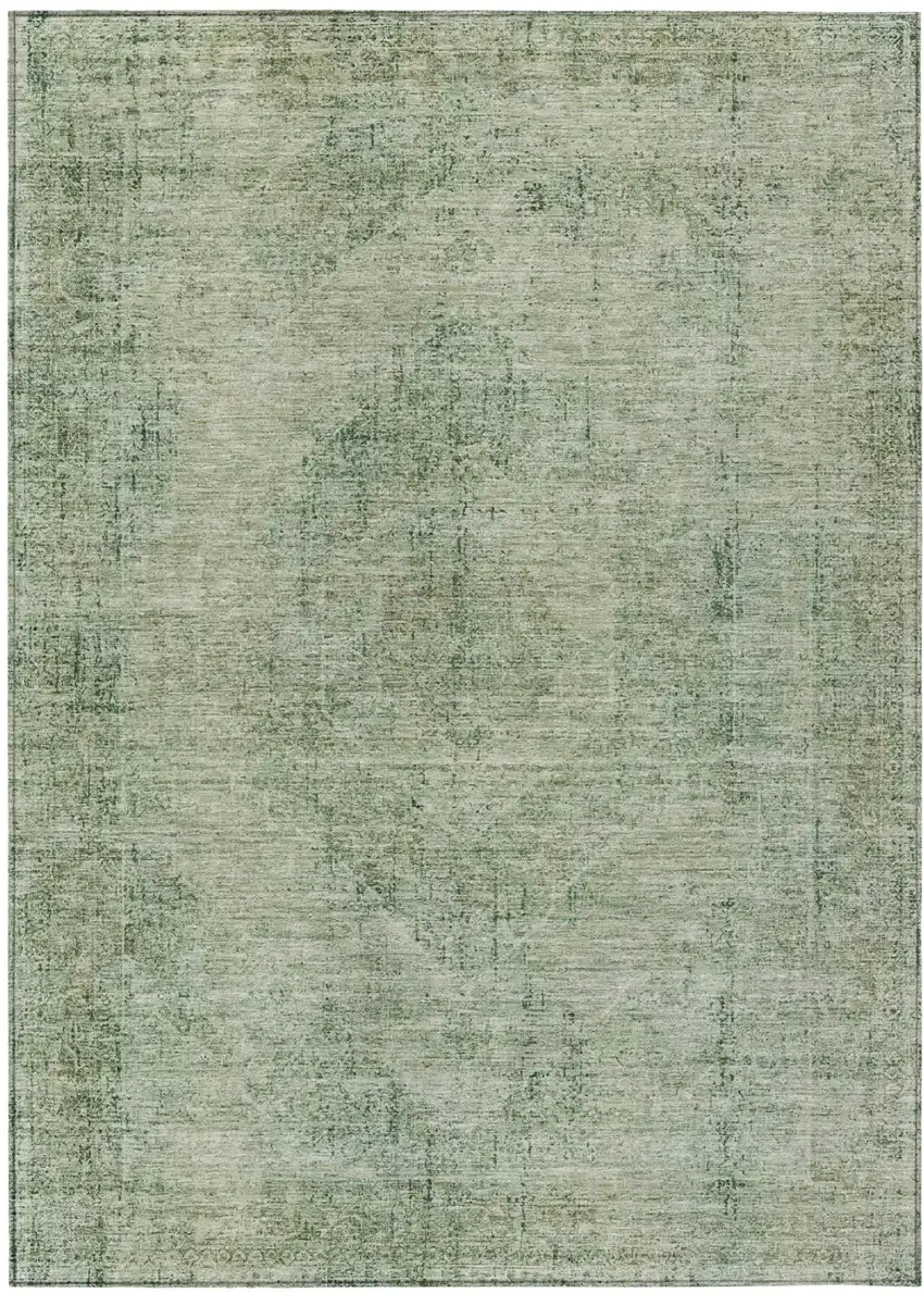 Green And Sage Oriental Washable Indoor Outdoor Area Rug Photo 2