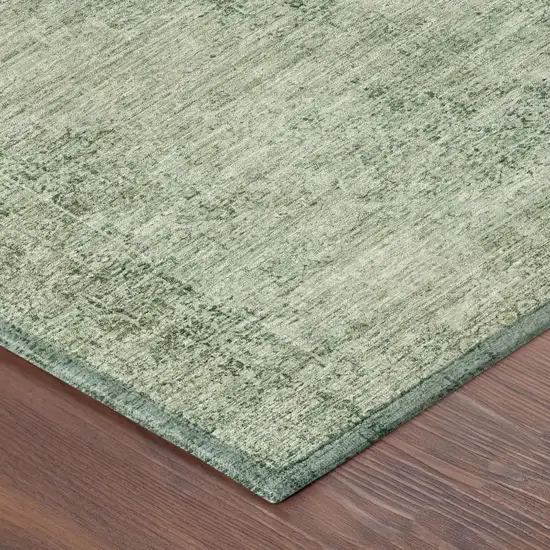 Green And Sage Oriental Washable Indoor Outdoor Area Rug Photo 4