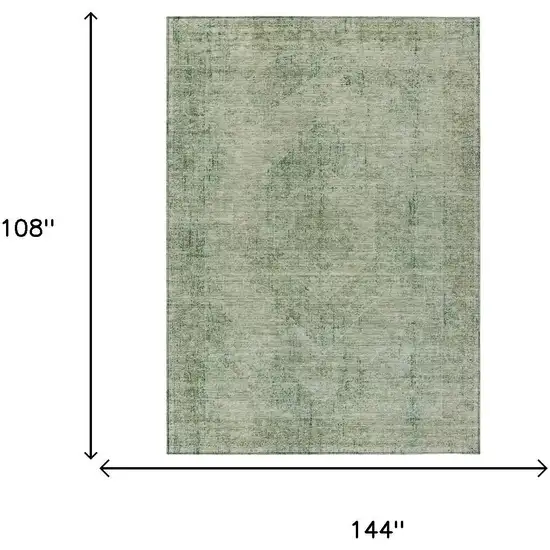 Green And Sage Oriental Washable Indoor Outdoor Area Rug Photo 7