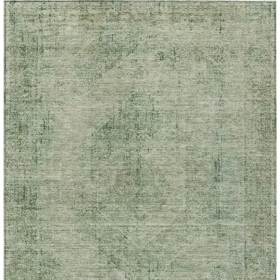 Green And Sage Oriental Washable Indoor Outdoor Area Rug Photo 4