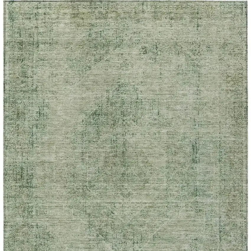 Green And Sage Oriental Washable Indoor Outdoor Area Rug Photo 4