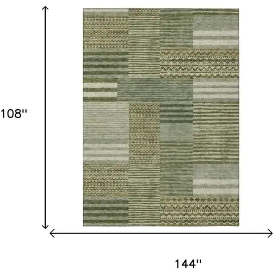 Green And Sage Striped Washable Indoor Outdoor Area Rug Photo 7