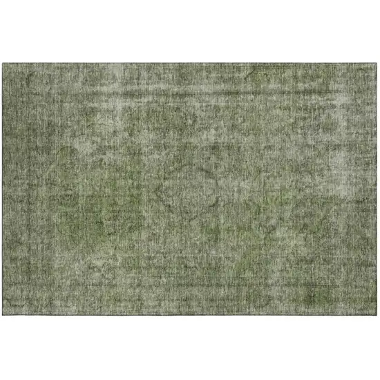 Green And Silver Abstract Washable Area Rug With UV Protection Photo 3