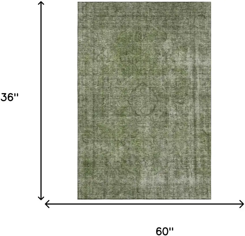 Green And Silver Abstract Washable Area Rug With UV Protection Photo 7
