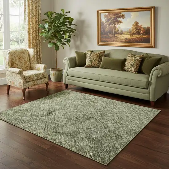 Green And Silver Abstract Washable Area Rug With UV Protection Photo 2