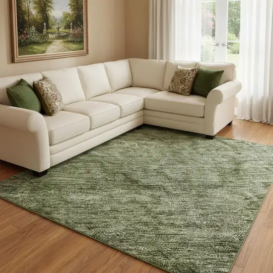 Green And Silver Abstract Washable Area Rug With UV Protection Photo 2