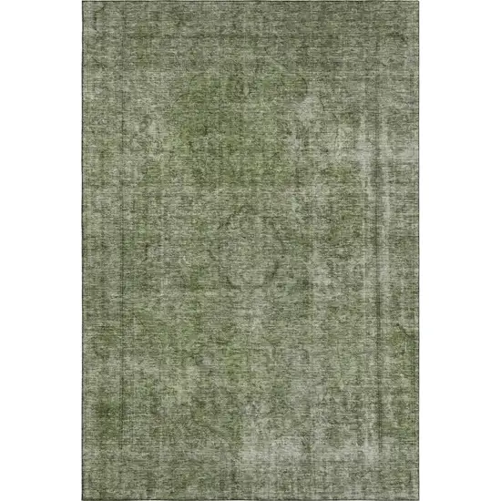 Green And Silver Abstract Washable Area Rug With UV Protection Photo 4