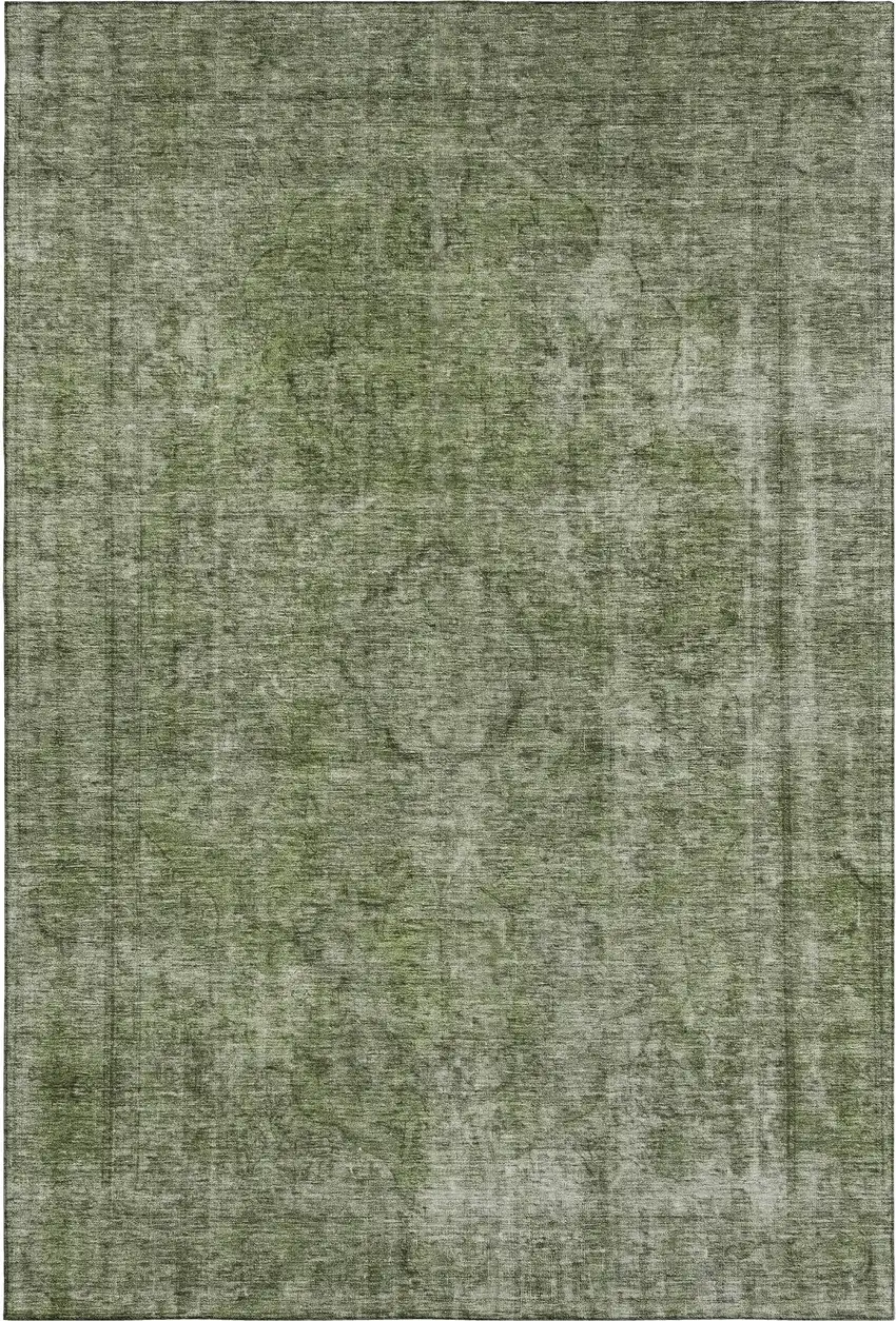 Green And Silver Abstract Washable Area Rug With UV Protection Photo 4
