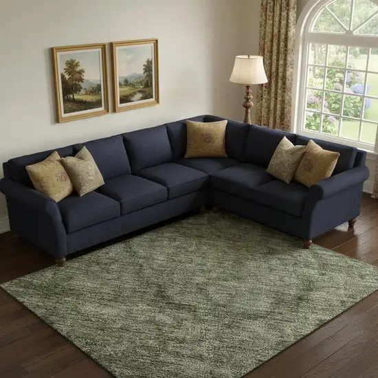 Green And Silver Abstract Washable Area Rug With UV Protection Photo 2