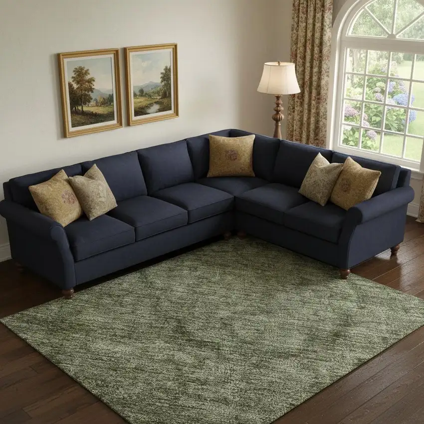 Green And Silver Abstract Washable Area Rug With UV Protection Photo 2