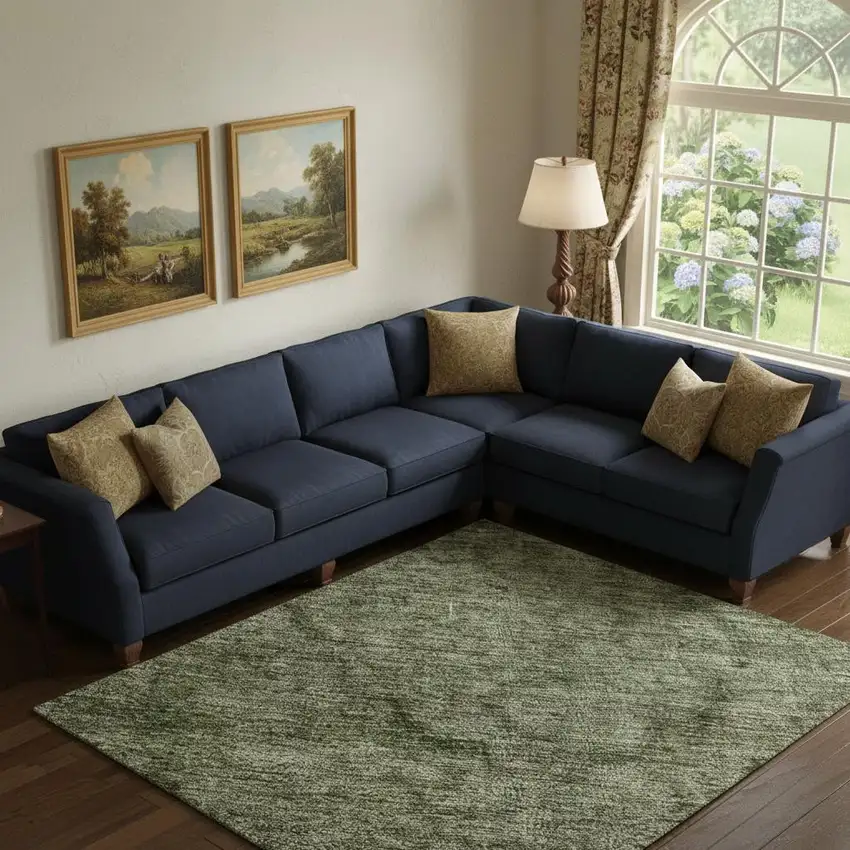 Green And Silver Abstract Washable Area Rug With UV Protection Photo 2