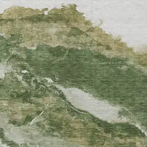 Photo of Green And Silver Abstract Washable Indoor Outdoor Area Rug