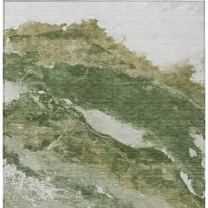 Photo of Green And Silver Abstract Washable Indoor Outdoor Area Rug