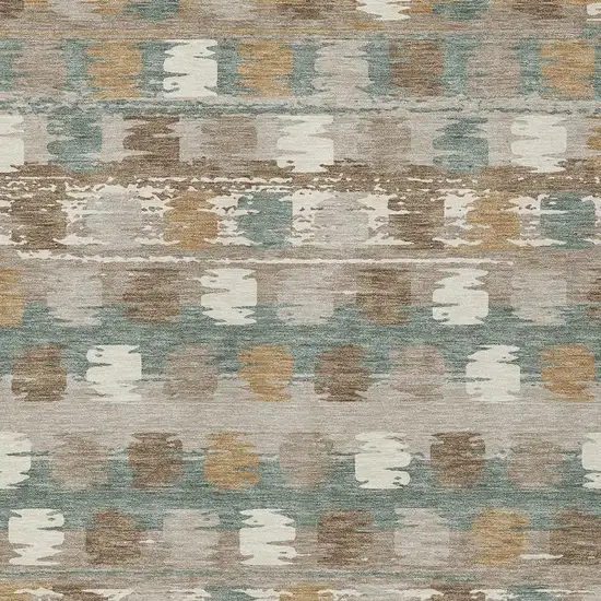 Green And Silver Abstract Washable Indoor Outdoor Area Rug Photo 5