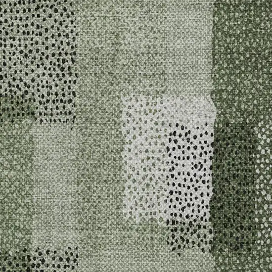 Green And Silver Abstract Washable Indoor Outdoor Area Rug Photo 1