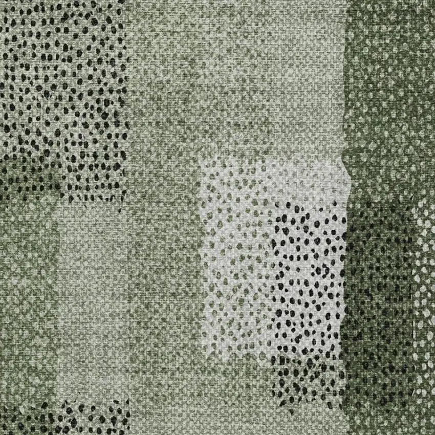 Green And Silver Abstract Washable Indoor Outdoor Area Rug Photo 5