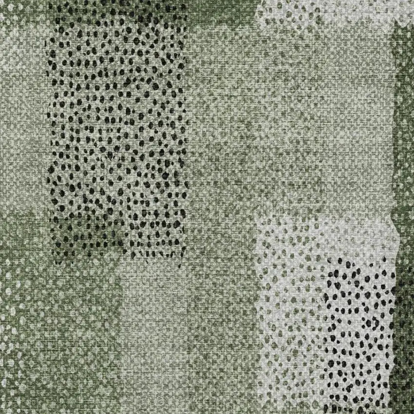 Green And Silver Abstract Washable Indoor Outdoor Area Rug Photo 6