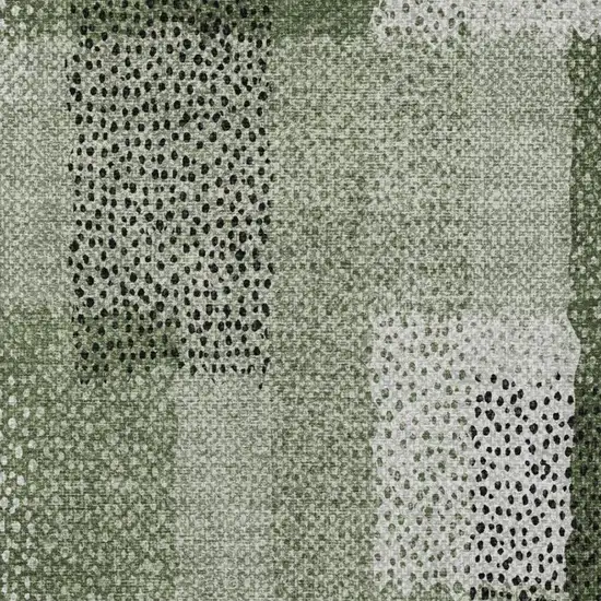 Green And Silver Abstract Washable Indoor Outdoor Area Rug Photo 6
