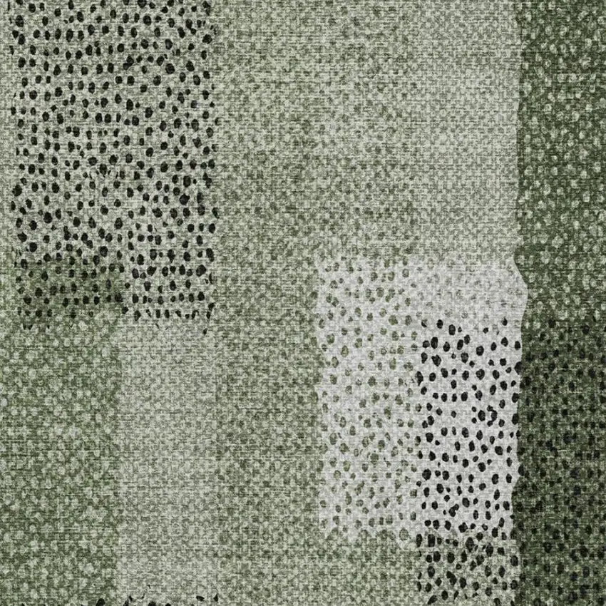 Green And Silver Abstract Washable Indoor Outdoor Area Rug Photo 9