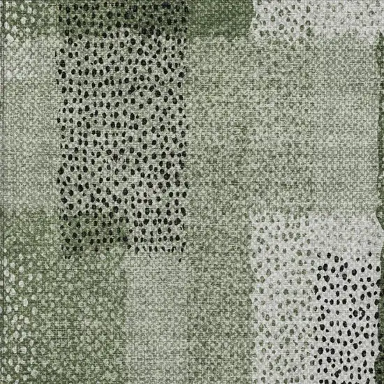 Green And Silver Abstract Washable Indoor Outdoor Area Rug Photo 4