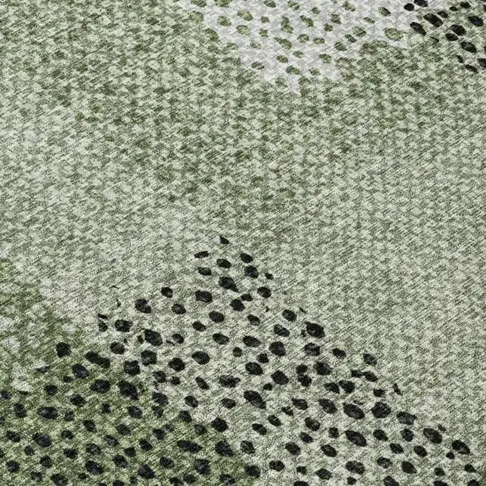 Green And Silver Abstract Washable Indoor Outdoor Area Rug Photo 4