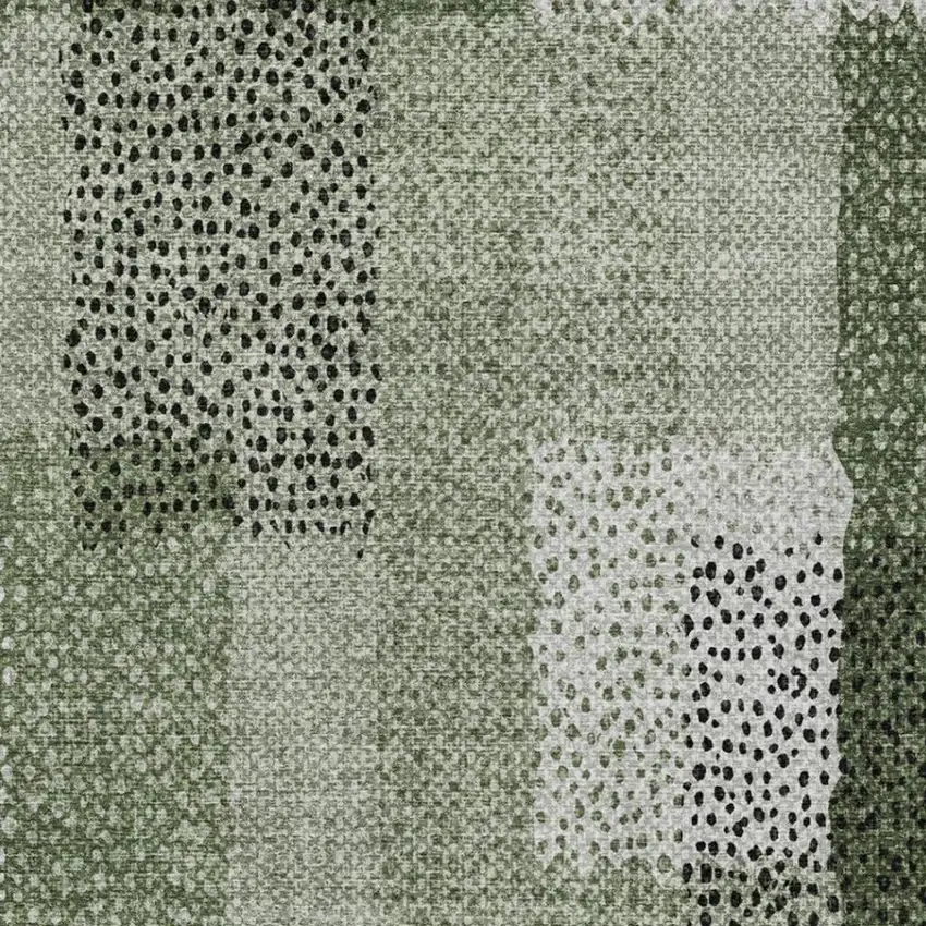 Green And Silver Abstract Washable Indoor Outdoor Area Rug Photo 6