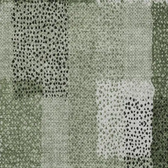 Green And Silver Abstract Washable Indoor Outdoor Area Rug Photo 6