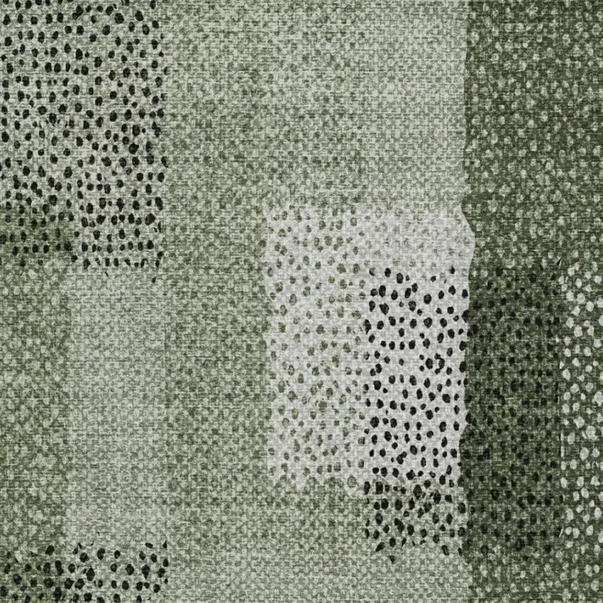 Green And Silver Abstract Washable Indoor Outdoor Area Rug Photo 8
