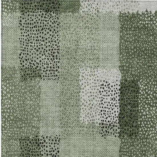 Green And Silver Abstract Washable Indoor Outdoor Area Rug Photo 9