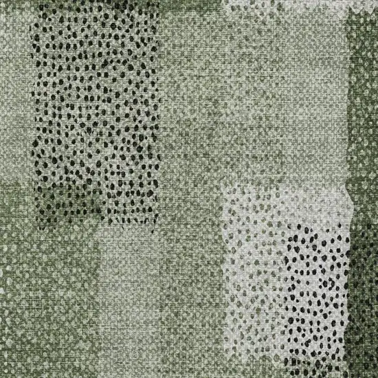 Green And Silver Abstract Washable Indoor Outdoor Area Rug Photo 2