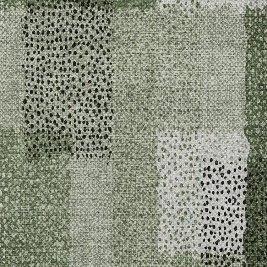 Green And Silver Abstract Washable Indoor Outdoor Area Rug Photo 2